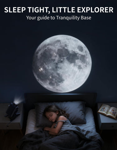 Rovmiment Astronaut Galaxy Projector bedroom-ready scene for relaxation.