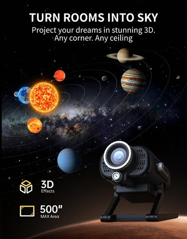 Rovmiment Astronaut Galaxy Projector reveals wall and ceiling cosmic scenery with 3D depth.