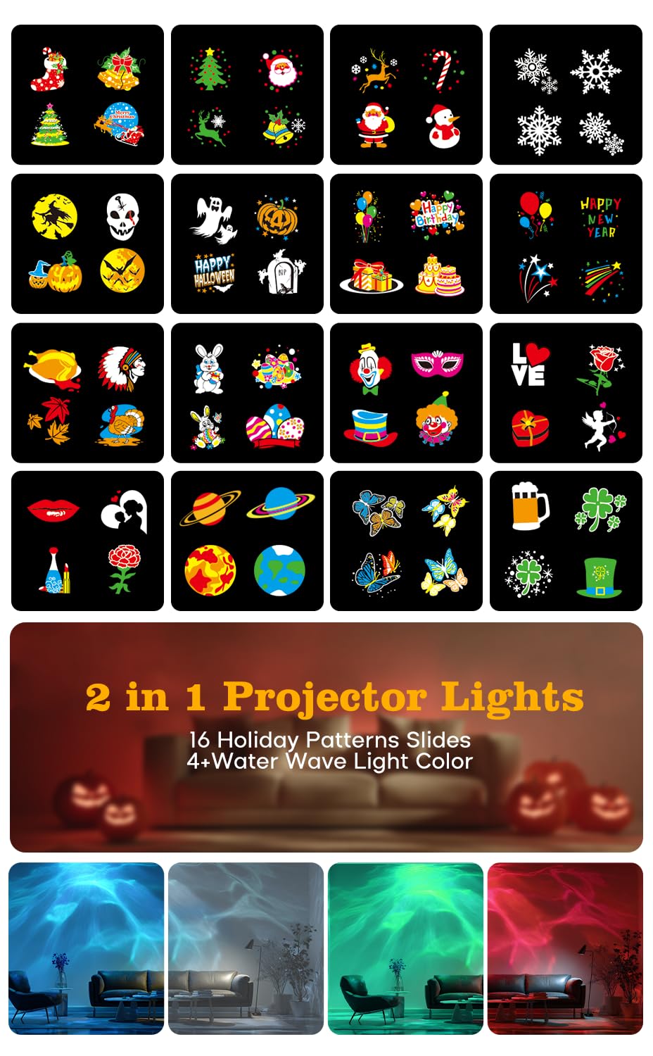 Rovmiment Christmas Projector 16 Patterns for versatile holiday scenes