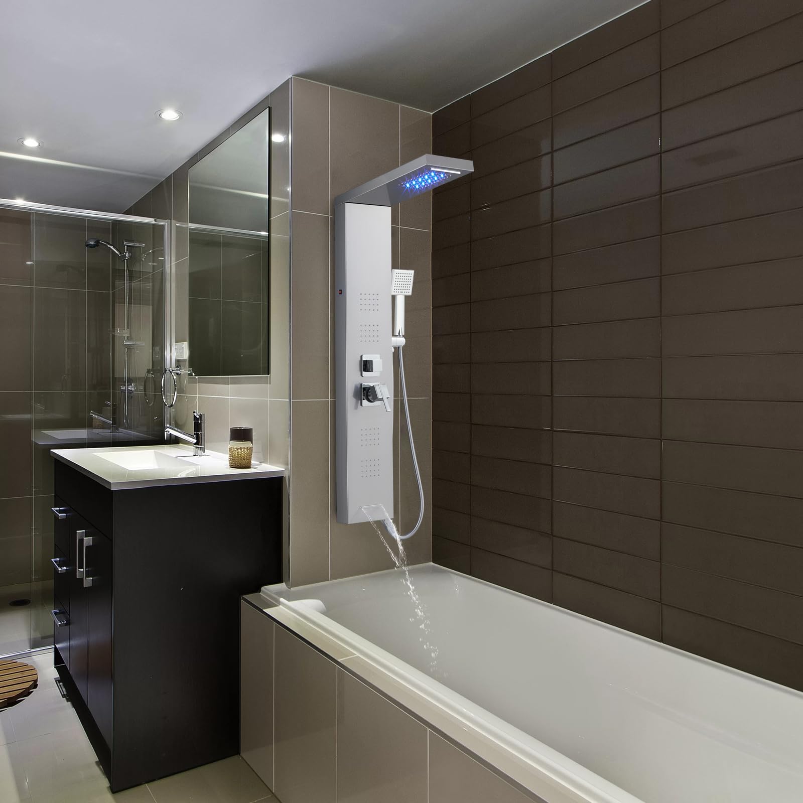 ROVOGO LED Shower Panel handheld shower with long hose for flexible cleaning