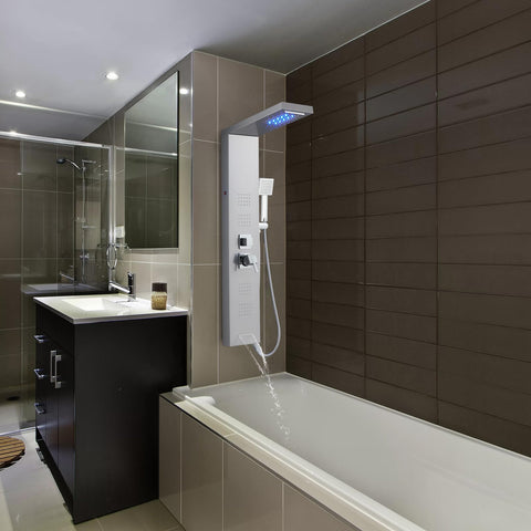ROVOGO LED Shower Panel handheld shower with long hose for flexible cleaning