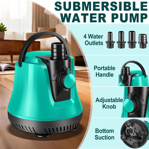 RovPool submersible pump handle indicates portable design for easy transport