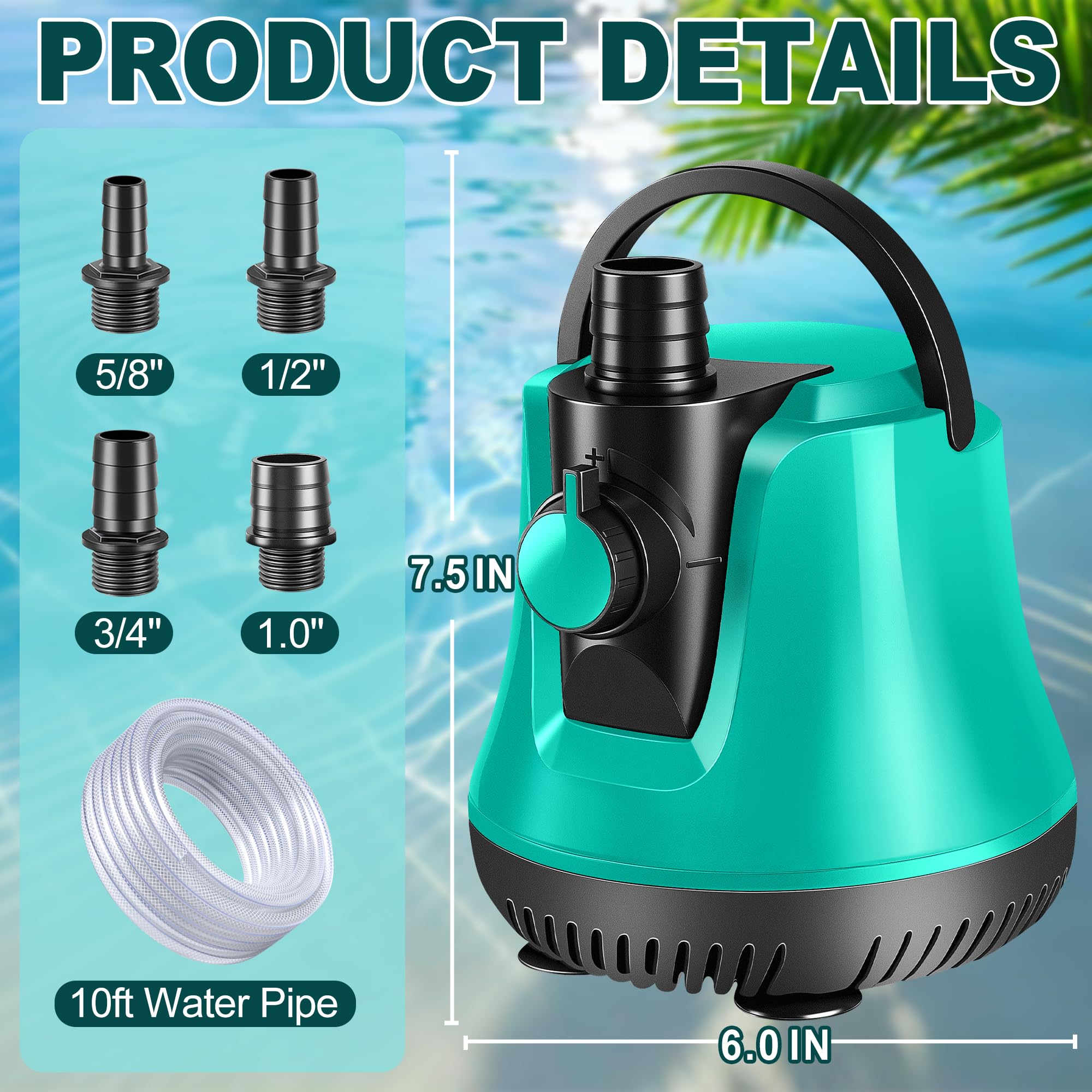 RovPool water pump hose assembly with a 10ft hose for easy water removal
