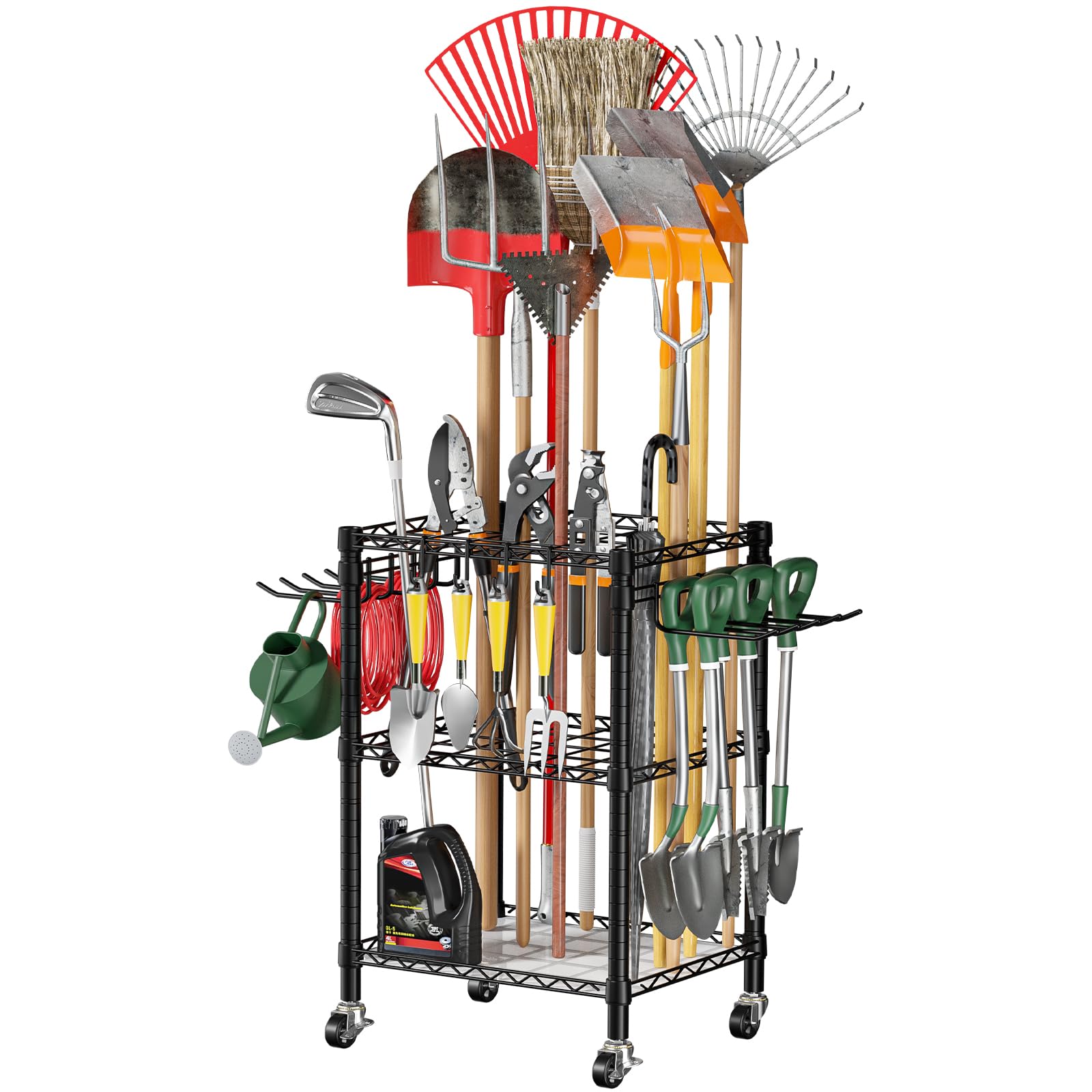 Roxibelt T1 front view garden tool organizer with easy-access storage.
