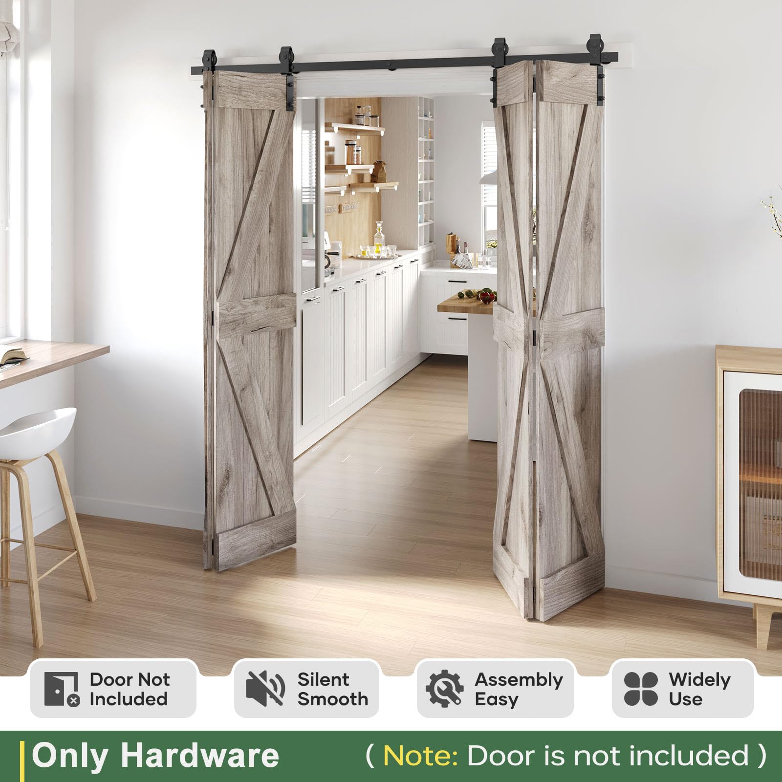 Roymelo side-mounted J-shaped roller for smooth, quiet operation.