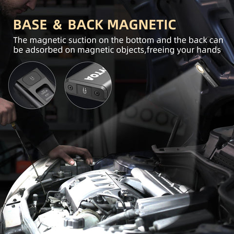 ROYTOA pocket flashlight magnetic base for hands-free work.