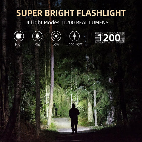ROYTOA pocket flashlight top light for overhead visibility.