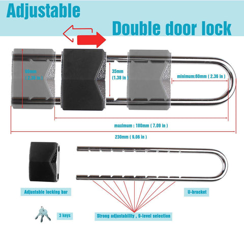 ROZEKEAN adjustable sliding lock bar on door demonstrates flexible fit.
