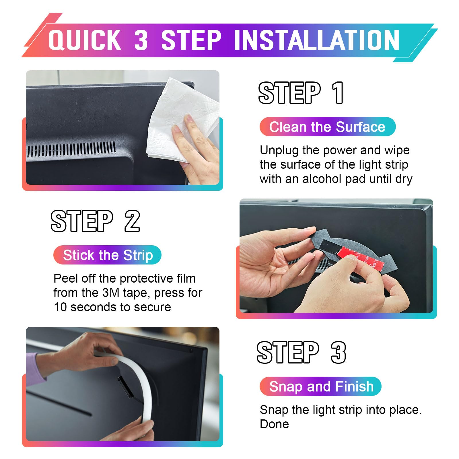 RPBKE tool-free install design lets you peel and stick quickly