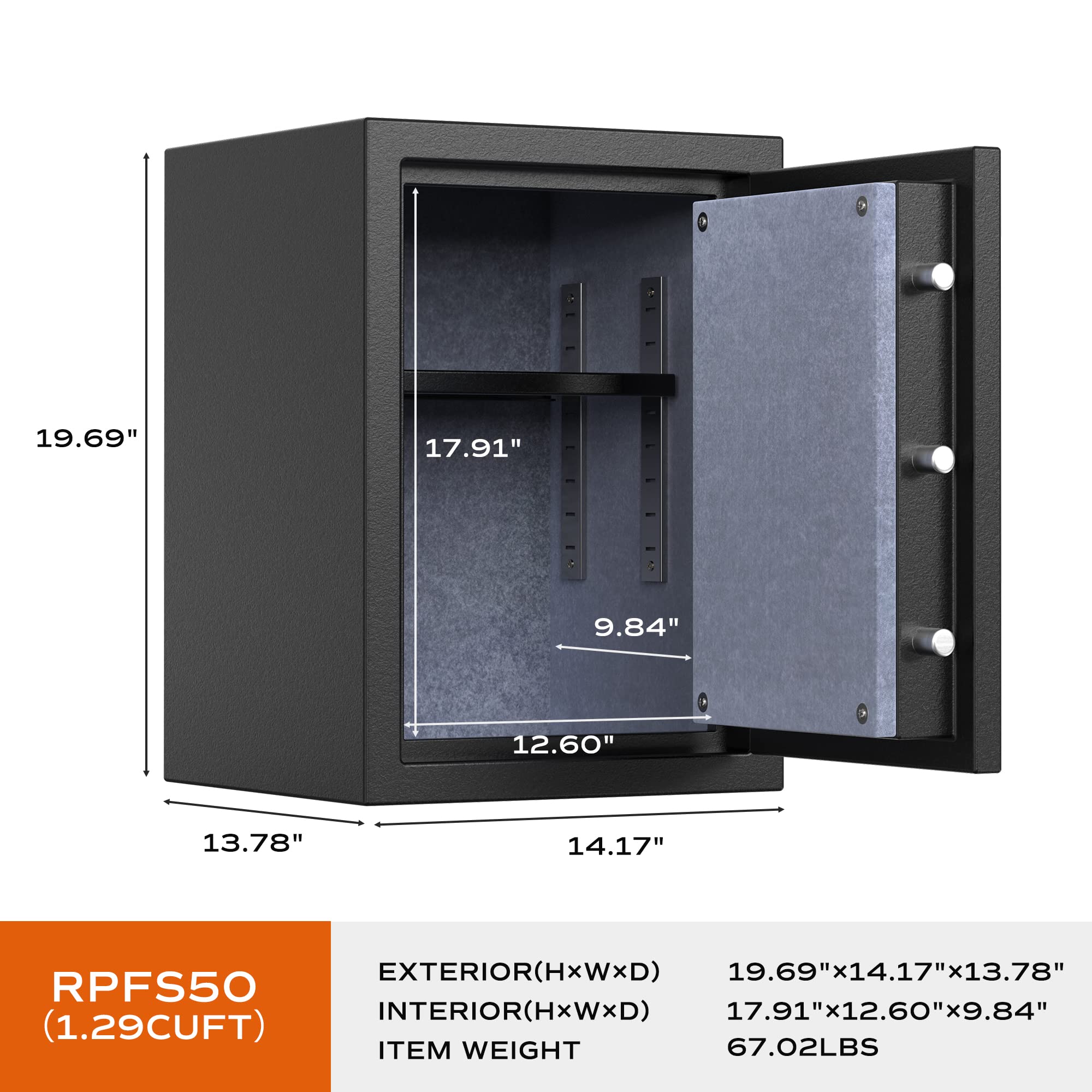 RPNB Deluxe safe soft-felt lining protects valuables from scratches