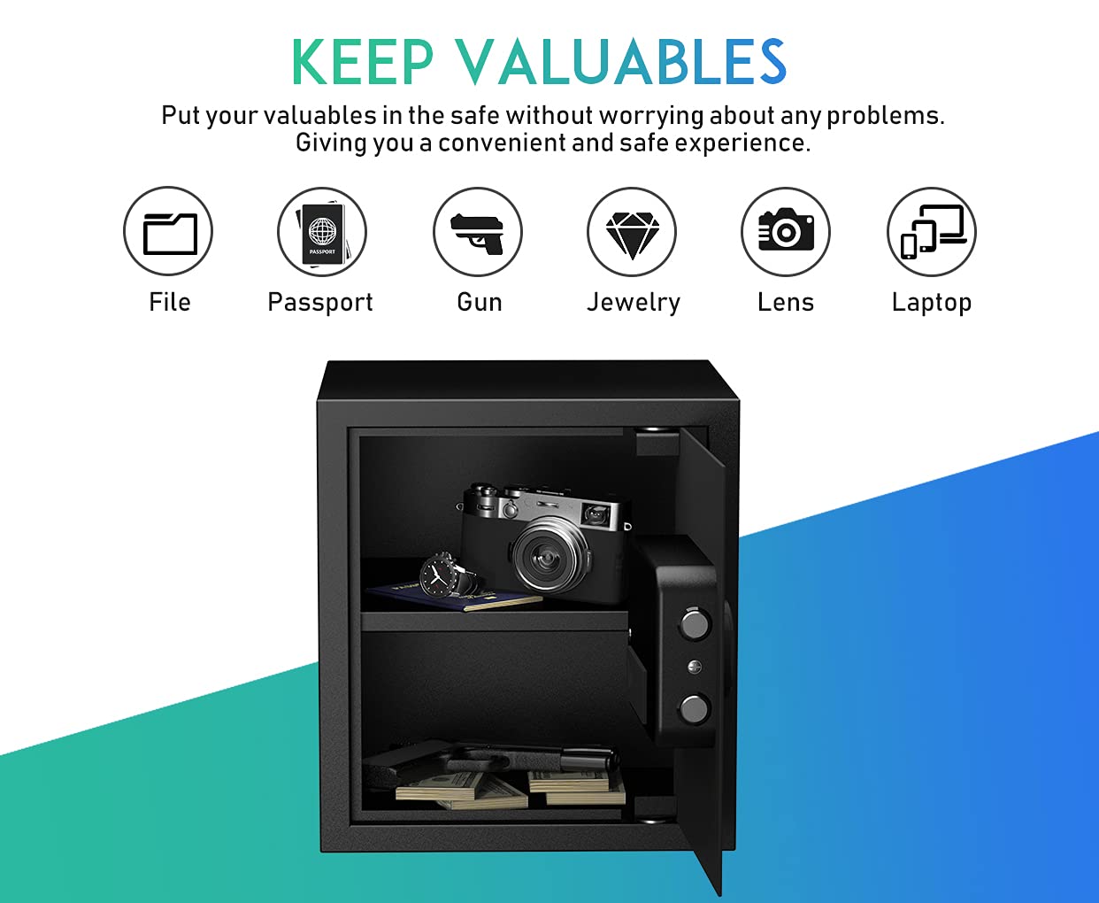 RPNB Deluxe Safe digital keypad close-up highlighting programmable codes.