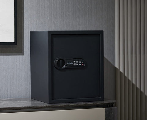 RPNB safe digital panel lit, showing status lights for easy operation.