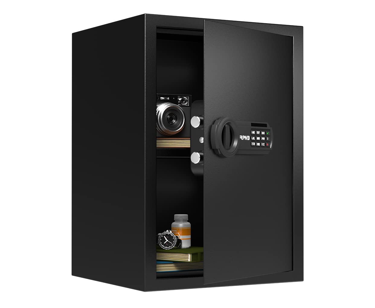 RPNB Deluxe safe exterior with keypad for quick access to valuables.