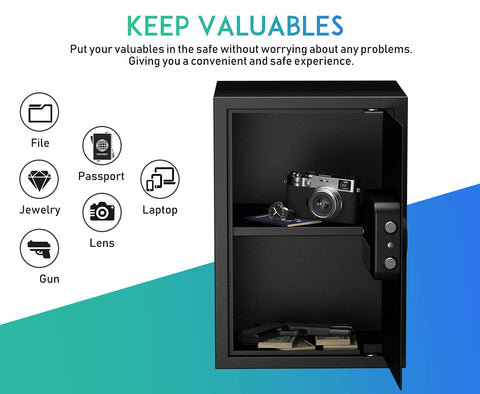 RPNB safe interior provides ample 1.8 cu ft storage for valuables.