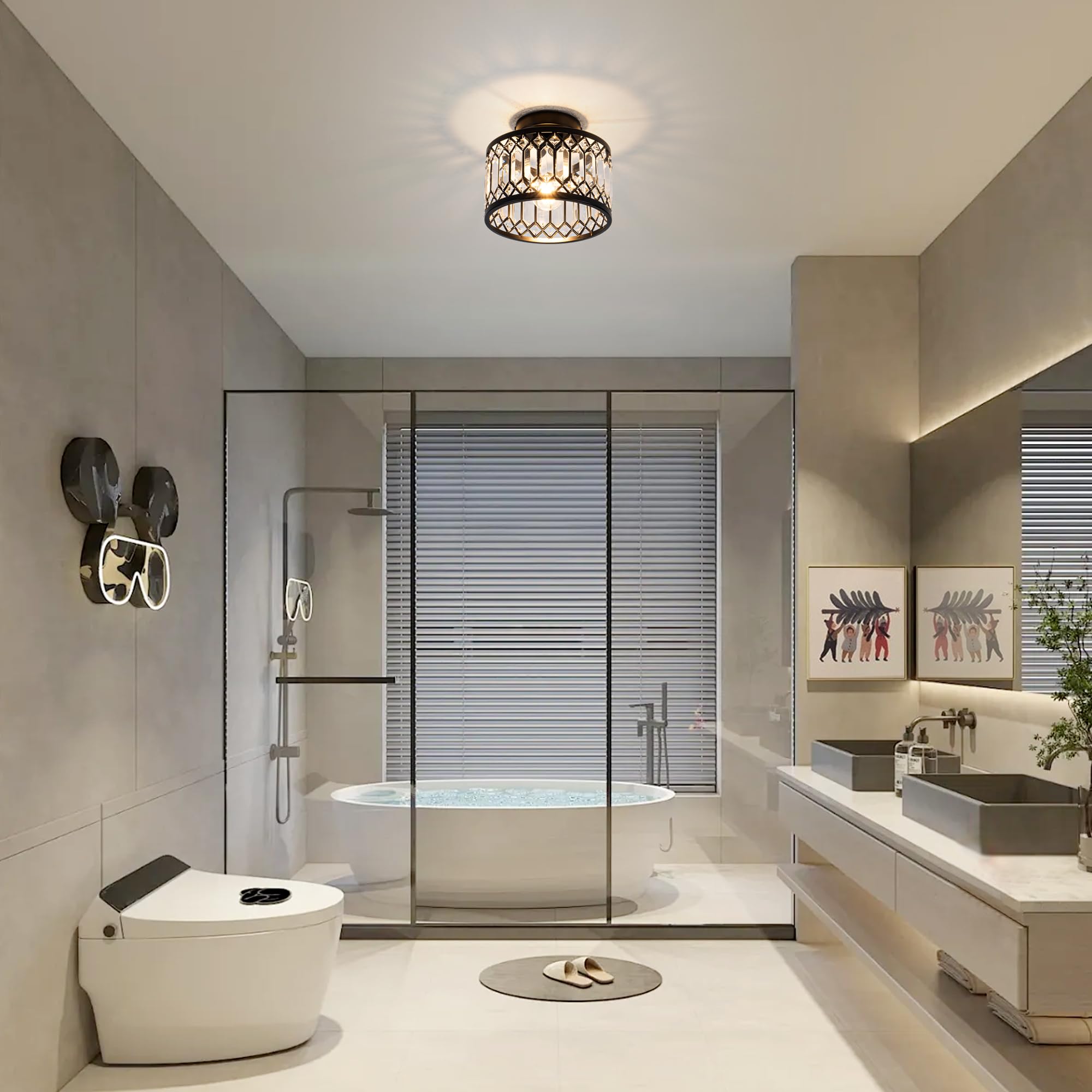 Rpzloila kitchen and hallway lighting enhances space without crowding.