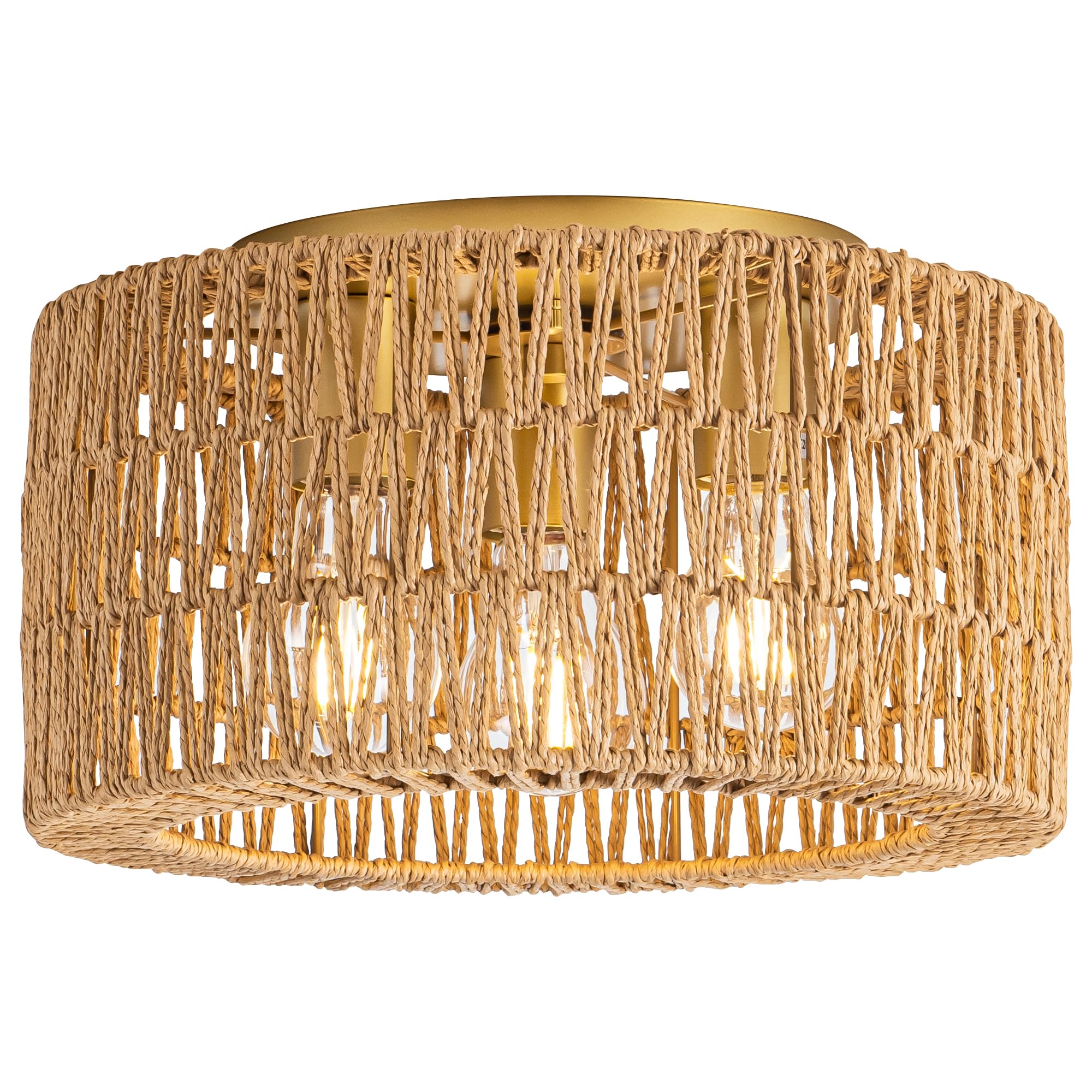 Rpzloila rattan ceiling light 3-light provides warm ambient illumination for living spaces