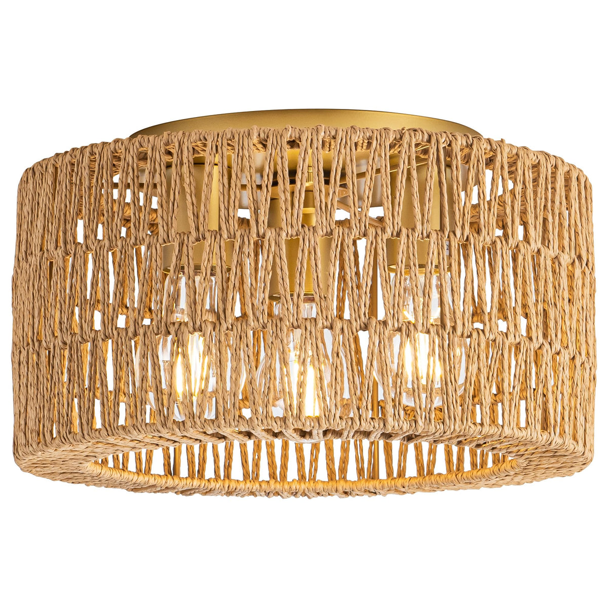 Rpzloila rattan ceiling light 3-light provides warm ambient illumination for living spaces