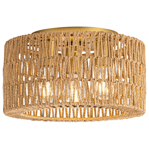 Rpzloila rattan ceiling light 3-light provides warm ambient illumination for living spaces