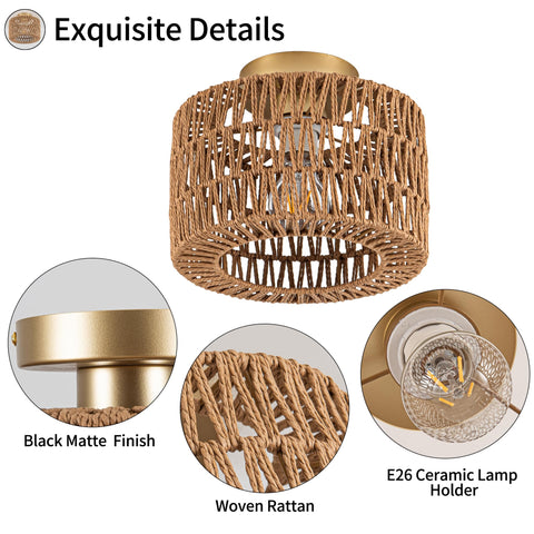 Rpzloila rattan ceiling light e26 bulb compatibility for versatile brightness