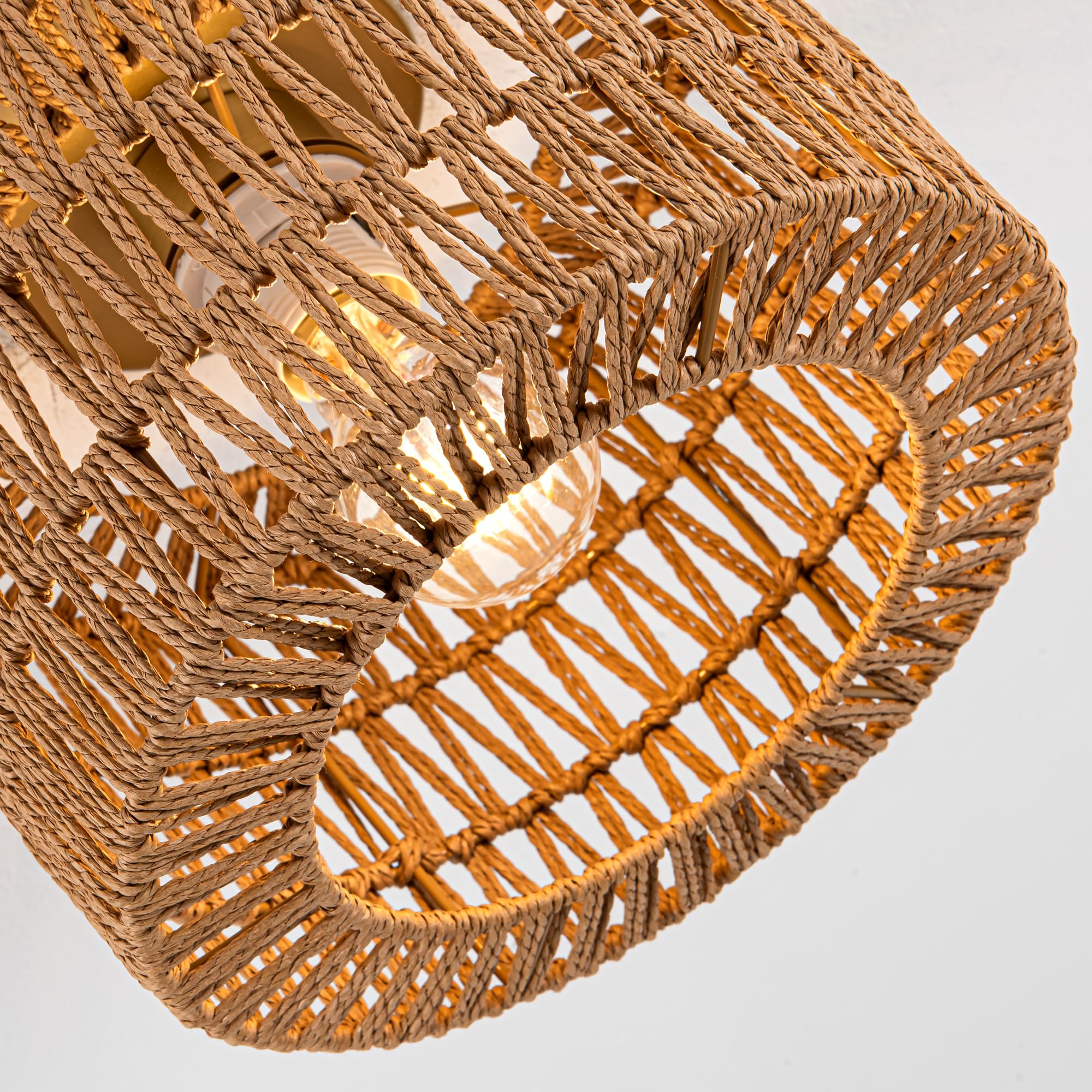 Rpzloila rattan ceiling light easy installation with included hardware