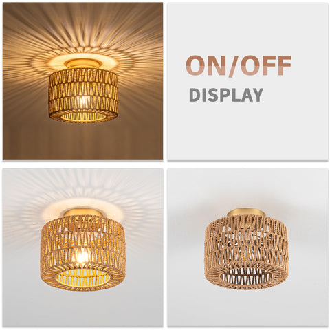 Rpzloila rattan ceiling light weave detail showing intricate craftsmanship