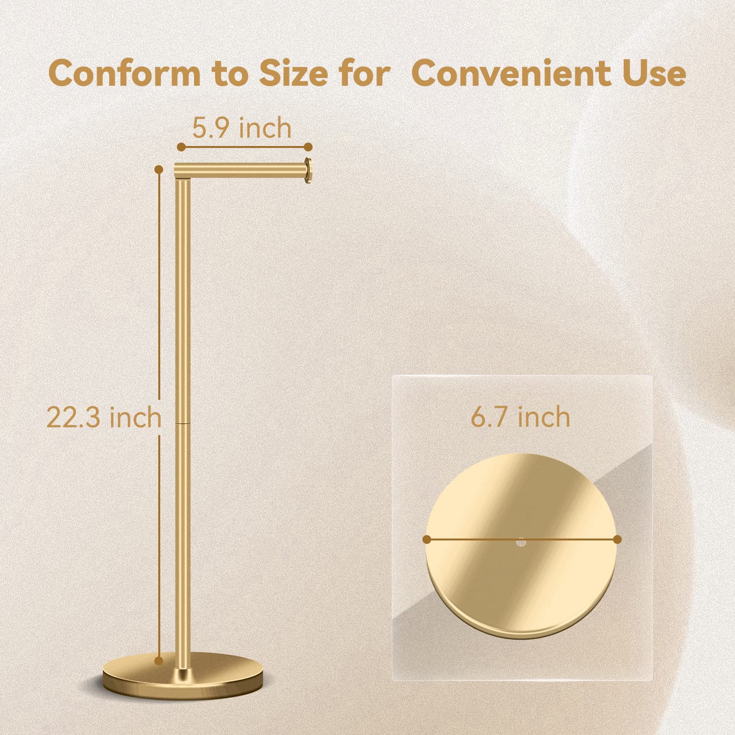RRM toilet paper holder stand 57cm height provides easy reach for all.