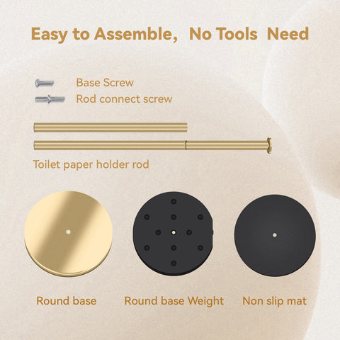 RRM toilet paper holder stand golden finish elevates bathroom style.