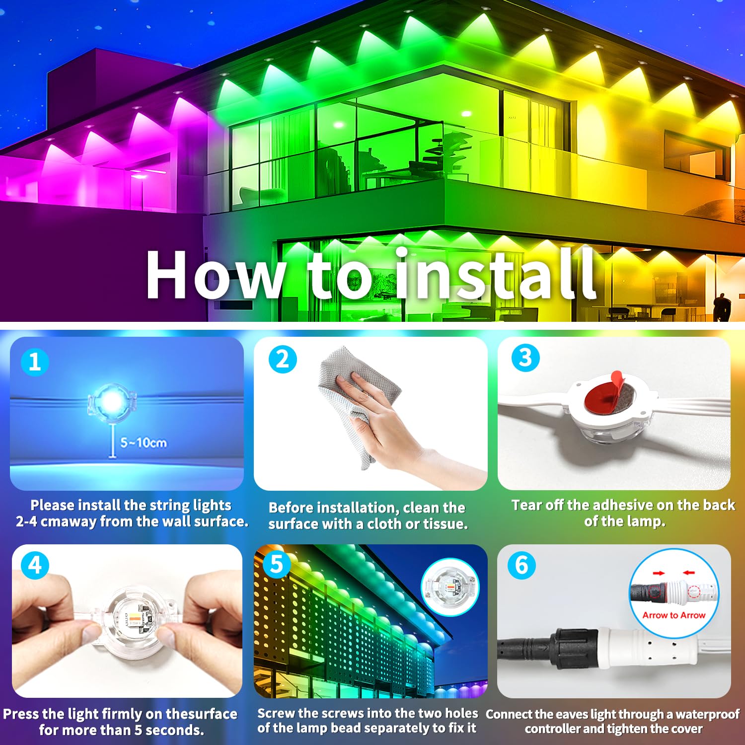 Rroetxi night-time house decoration highlights bright, even illumination