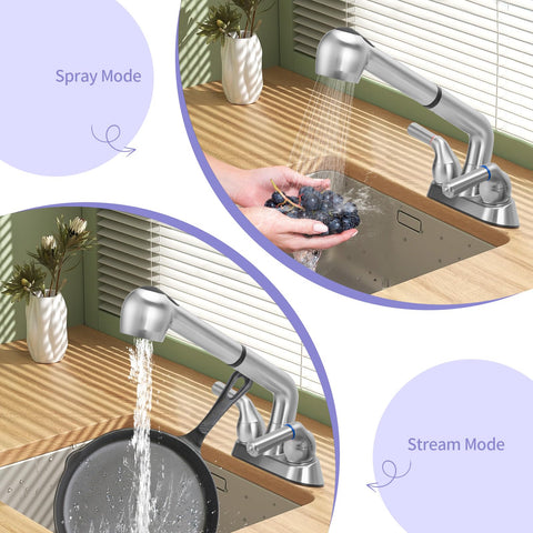 RSYEKU pull-out sprayer reaches corners and pots with ease