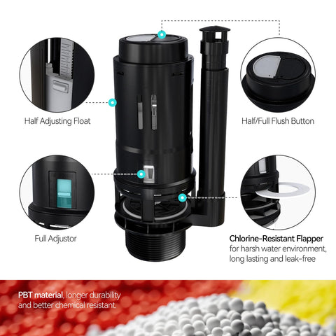 R&T adjustable overflow tube fits different tank heights.