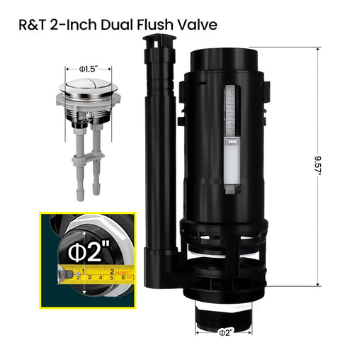 R&T dual flush valve installation easy view demonstrates tool-free setup.