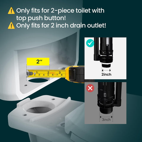 R&T toilet repair kit inside tank shows compatibility with two-piece toilets.