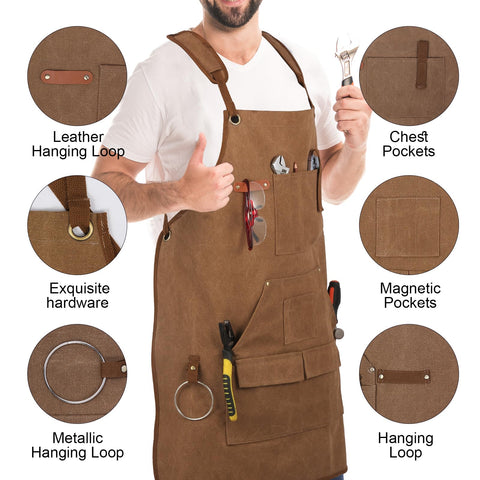 Rtcimoic apron reinforcement corners emphasize riveted durability under heavy use