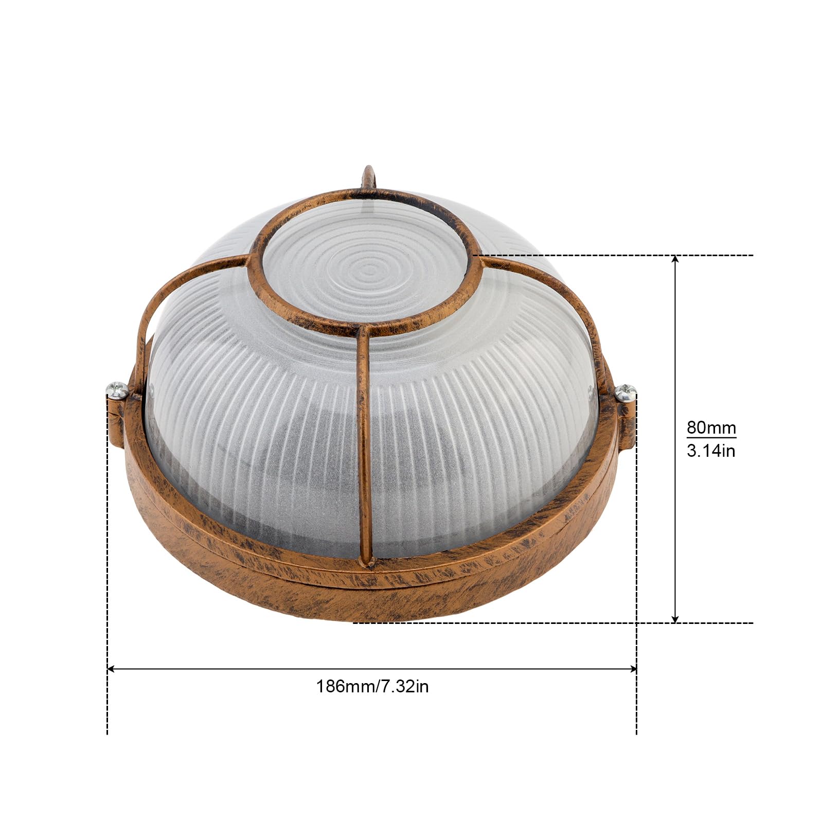 RTNLIT antique copper finish bulkhead exterior for rugged cabins or coastal areas.