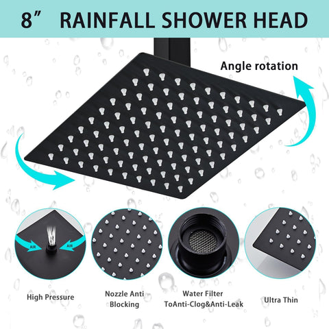 RTOBWEYE rainfall shower head provides broad coverage for a relaxing shower.