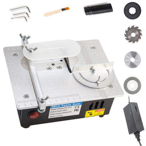 RTOVZON mini table saw side view shows compact build for small workshops and tabletop projects
