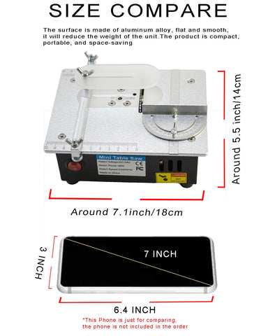 RTOVZON mini table saw top view highlights portable design for quick setups