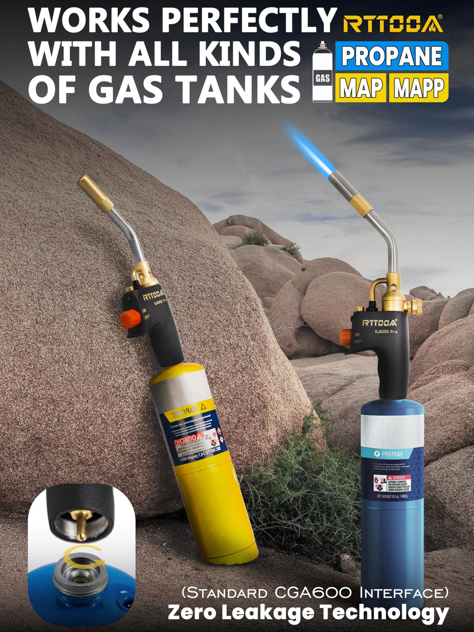 RTTOOA GJ-8000pro adjustable-flame showcases lockable flame for steady control.