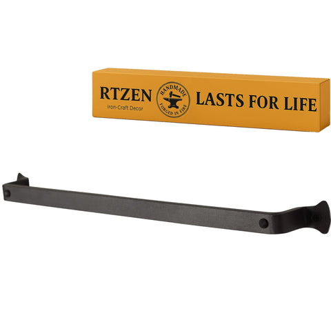RTZEN Farmehouse wall-mounted towel holder in matte black, sturdy space-saving bathroom storage.