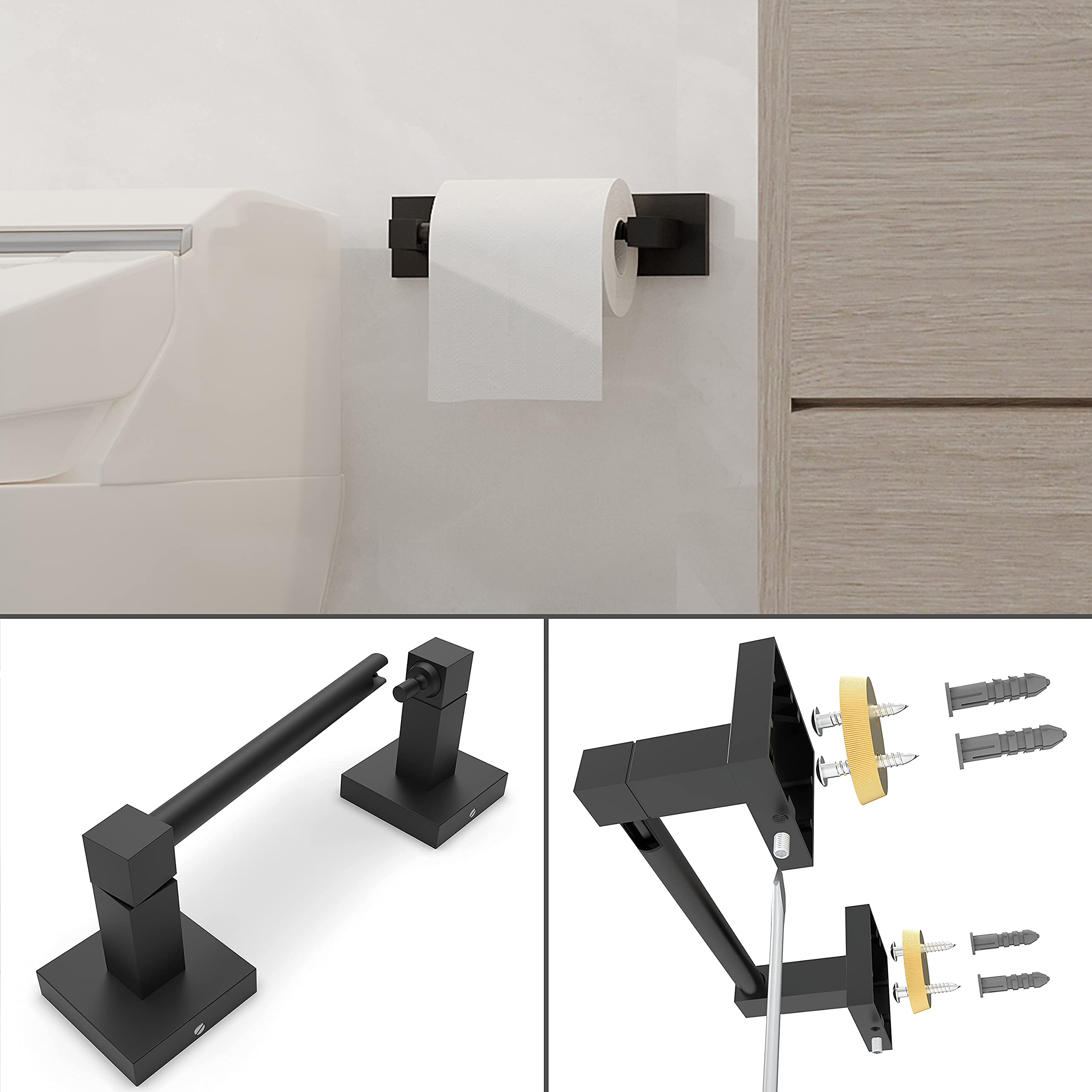 Ruacq square design matte black finish for modern bathroom style
