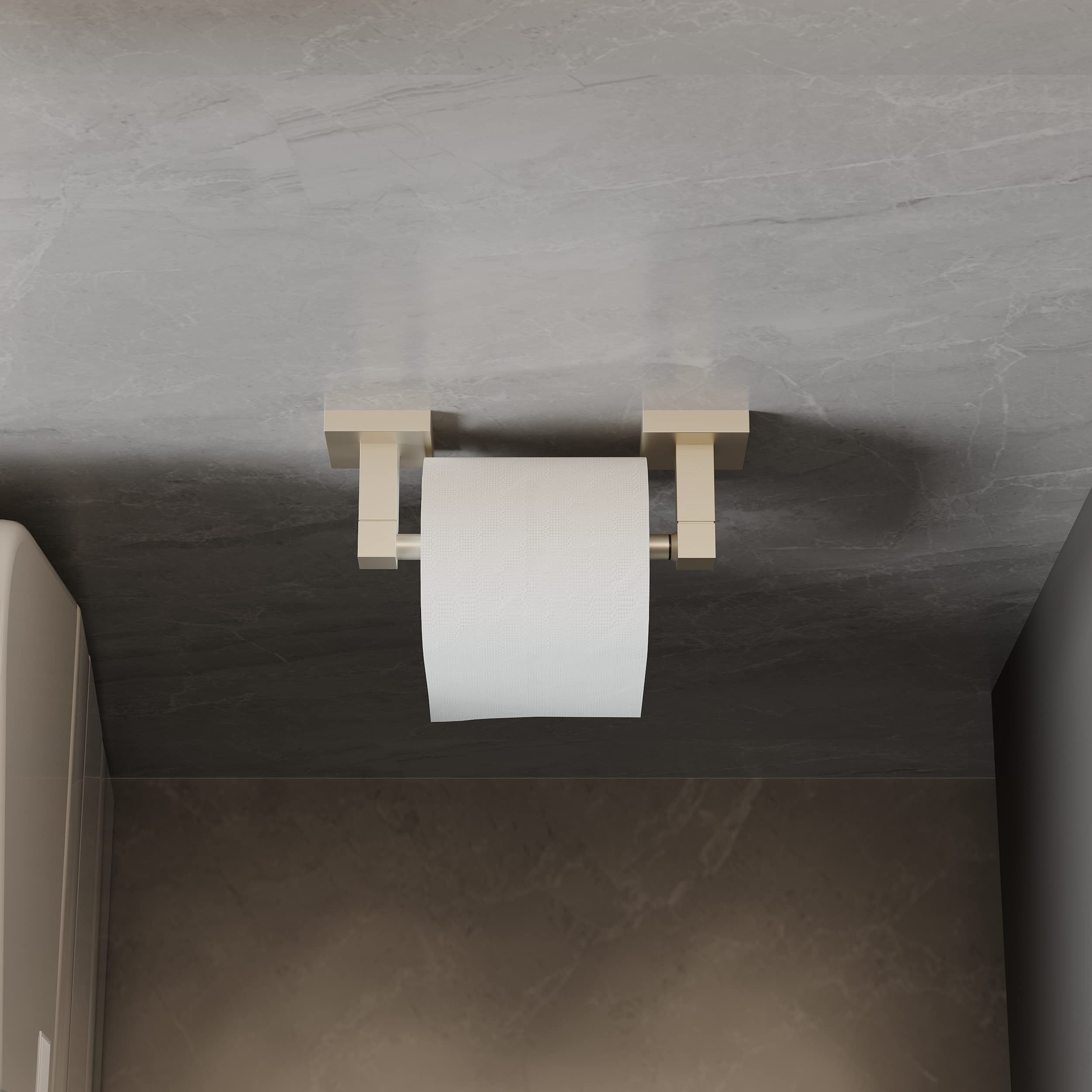 Ruacq modern square-edge toilet paper holder enhances decor with a sleek, contemporary look.