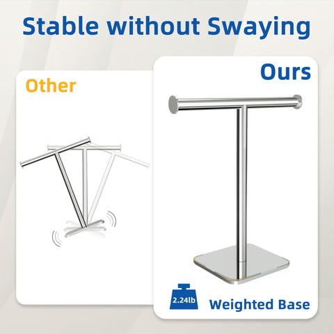 Ruacq towel holder features non-slip pad to protect surfaces from scratches.