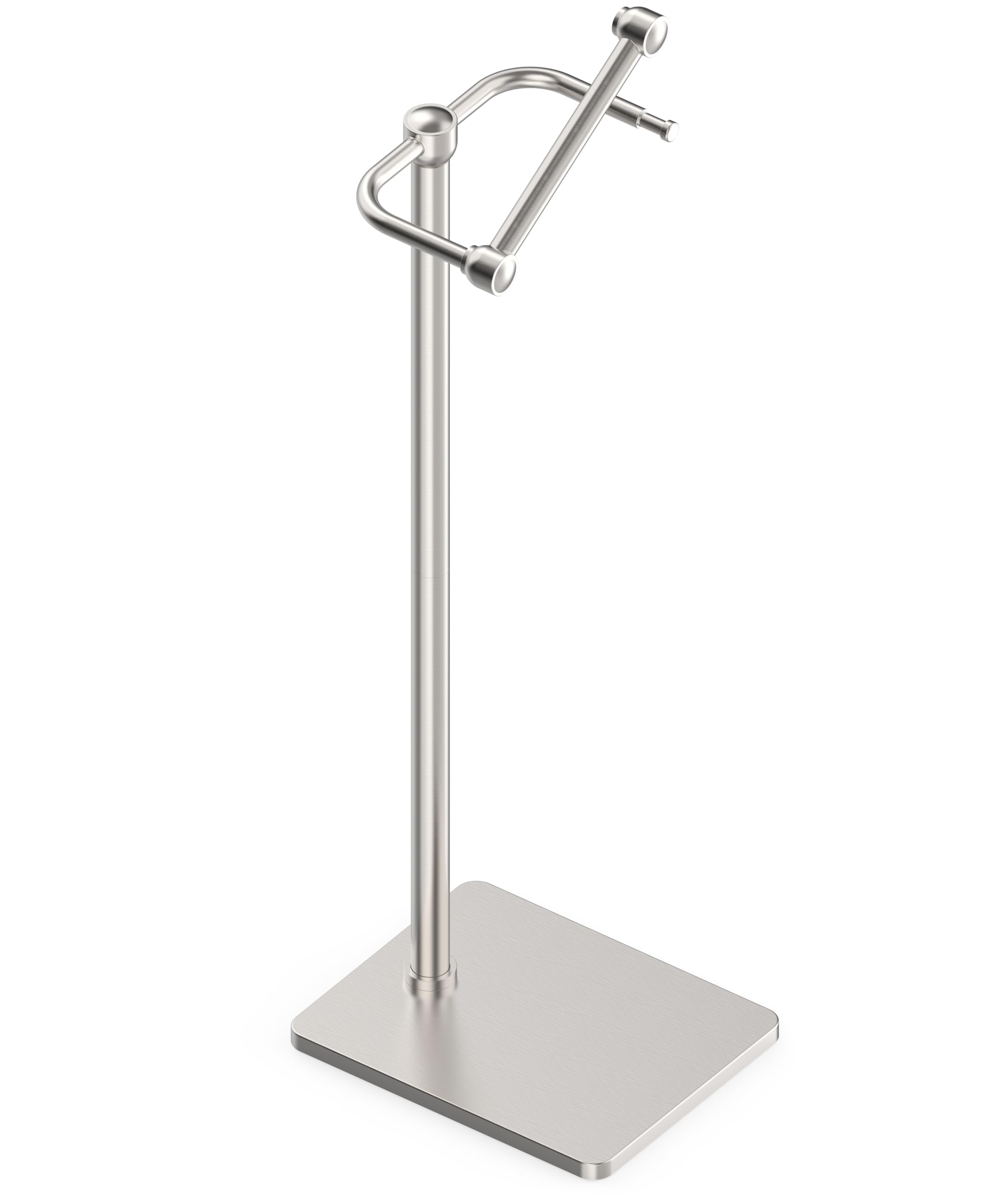 Ruacq toilet paper holder stand with pivoting post for easy roll loading.