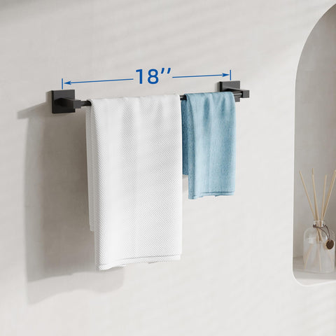 Ruacq wall-mounted towel bar with square base adds modern flair