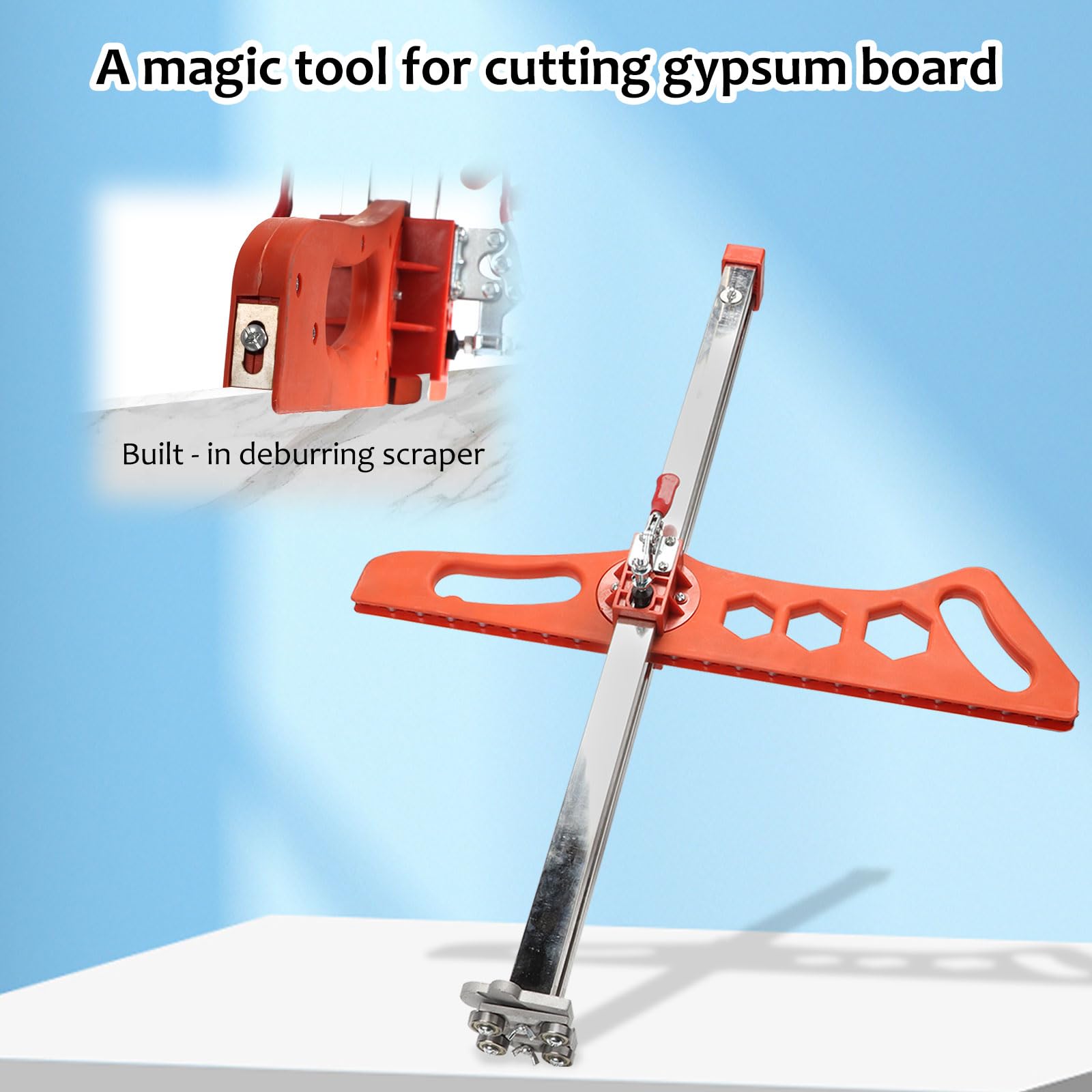 Ruaizel drywall cutter folded for compact storage in a workshop.