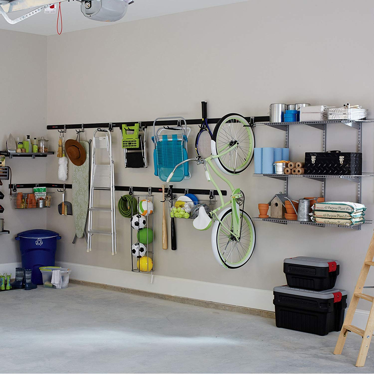 Four-pack garage hooks deliver versatile wall hanging options.