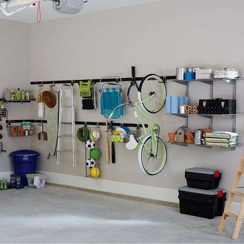 Four-pack garage hooks deliver versatile wall hanging options.