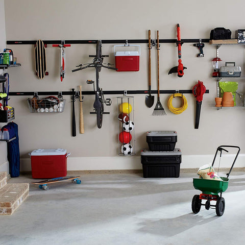 Bike and tool storage solution frees floor space in the garage.