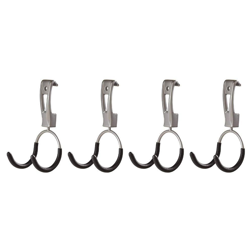 Rubbermaid FastTrack garage hook compact mounted on rail for space-saving storage.