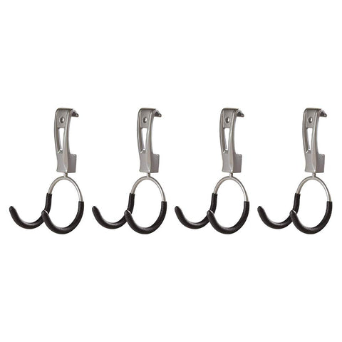 Rubbermaid FastTrack garage hook compact mounted on rail for space-saving storage.